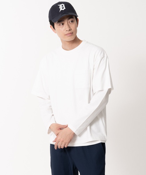 Blue Standard (ブルースタンダード)の「【BLUE STANDARD/ブルースタンダード】ポケット付きビッグTシャツ ルーズロンT 2枚セット コットン100%(Tシャツ/カットソー・メンズ・ホワイト/ダークグリーン/オフホワイト/ダークベージュ/ブラック・MEDIUM/X-LARGE/LARGE)」の21枚目の写真