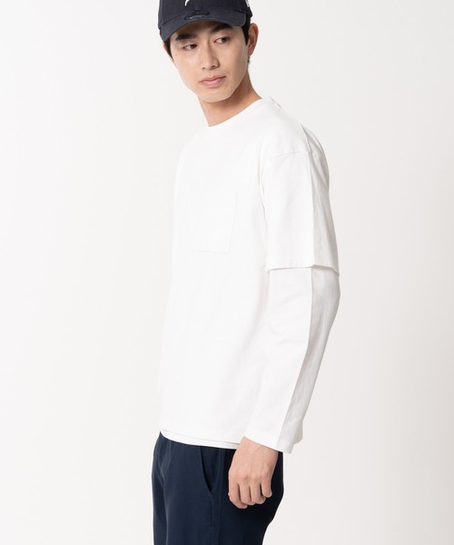 Blue Standard (ブルースタンダード)の「【BLUE STANDARD/ブルースタンダード】ポケット付きビッグTシャツ ルーズロンT 2枚セット コットン100%(Tシャツ/カットソー・メンズ・ホワイト/ダークグリーン/オフホワイト/ダークベージュ/ブラック・MEDIUM/X-LARGE/LARGE)」の22枚目の写真