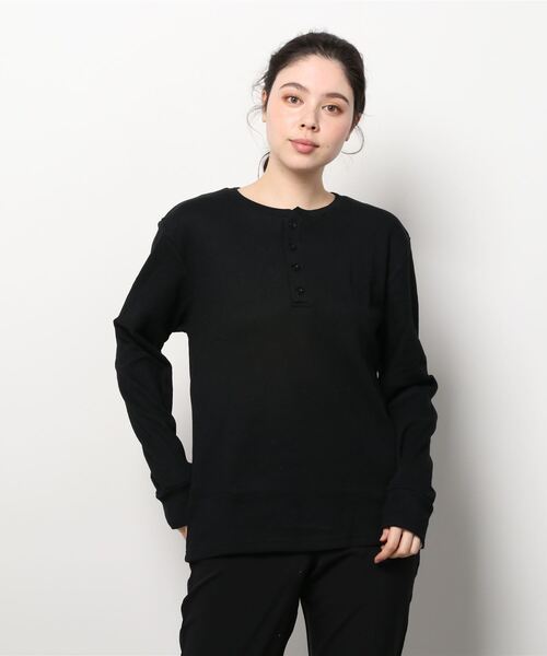 INNOCENT（イノセント）の「『RDS』ヘンリーネック　サーマルロングスリーブＴシャツ（Tシャツ/カットソー・レディース・ホワイト/グレー/ライトピンク/カーキ/ブラック/ベージュ/ネイビー・MEDIUM/X-LARGE/LARGE）」の13枚目の写真