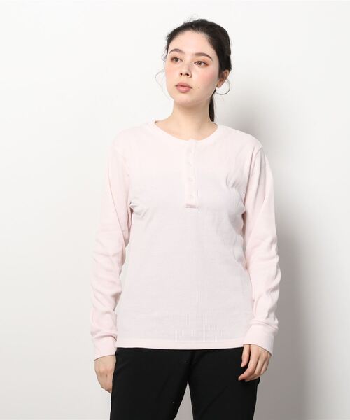 INNOCENT（イノセント）の「『RDS』ヘンリーネック　サーマルロングスリーブＴシャツ（Tシャツ/カットソー・レディース・ホワイト/グレー/ライトピンク/カーキ/ブラック/ベージュ/ネイビー・MEDIUM/X-LARGE/LARGE）」の18枚目の写真