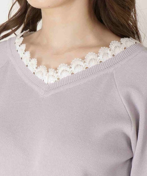 WILLSELECTION（ウィルセレクション）の「レースVスクエア2wayニット（ニット/セーター・レディース・ピンク/ミント/ライトベージュ/ラベンダー・MEDIUM）」の11枚目の写真