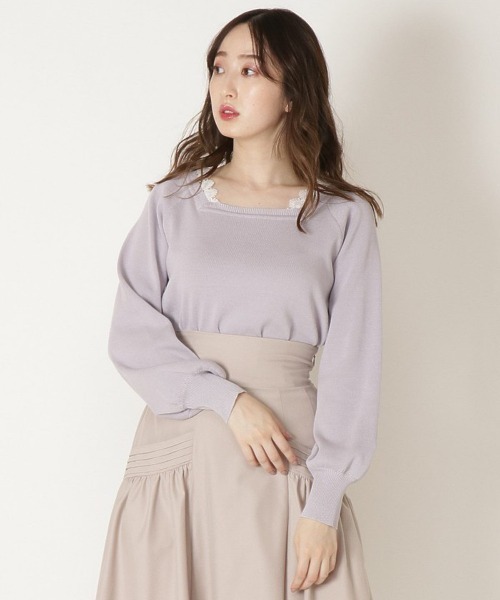 WILLSELECTION（ウィルセレクション）の「レースVスクエア2wayニット（ニット/セーター・レディース・ピンク/ミント/ライトベージュ/ラベンダー・MEDIUM）」の7枚目の写真