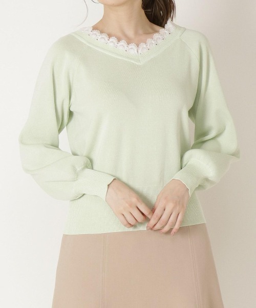 WILLSELECTION（ウィルセレクション）の「レースVスクエア2wayニット（ニット/セーター・レディース・ピンク/ミント/ライトベージュ/ラベンダー・MEDIUM）」の20枚目の写真