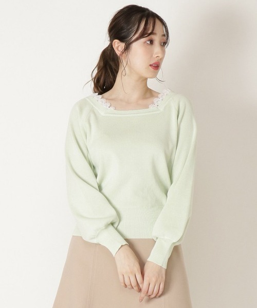 WILLSELECTION（ウィルセレクション）の「レースVスクエア2wayニット（ニット/セーター・レディース・ピンク/ミント/ライトベージュ/ラベンダー・MEDIUM）」の19枚目の写真