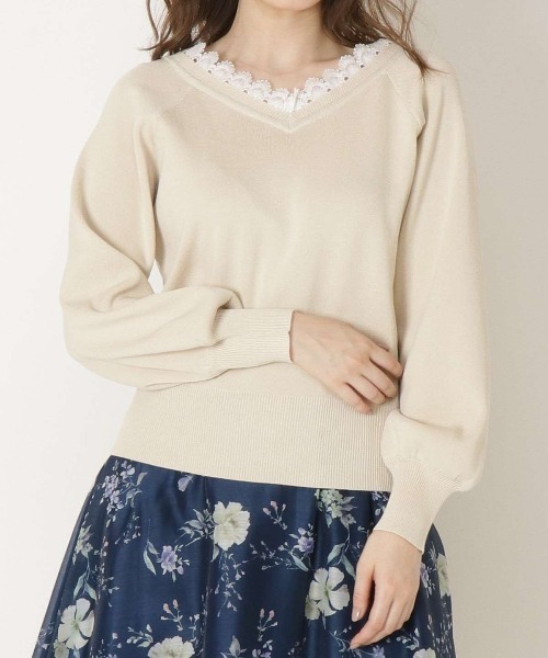 WILLSELECTION（ウィルセレクション）の「レースVスクエア2wayニット（ニット/セーター・レディース・ピンク/ミント/ライトベージュ/ラベンダー・MEDIUM）」の14枚目の写真