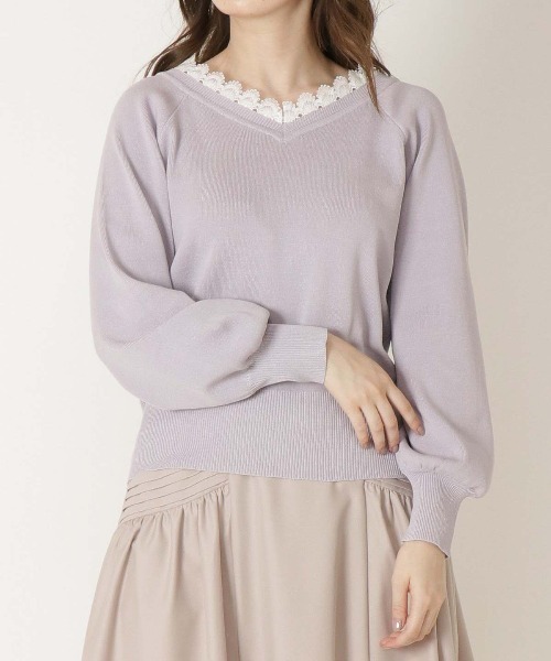 WILLSELECTION（ウィルセレクション）の「レースVスクエア2wayニット（ニット/セーター・レディース・ピンク/ミント/ライトベージュ/ラベンダー・MEDIUM）」の8枚目の写真