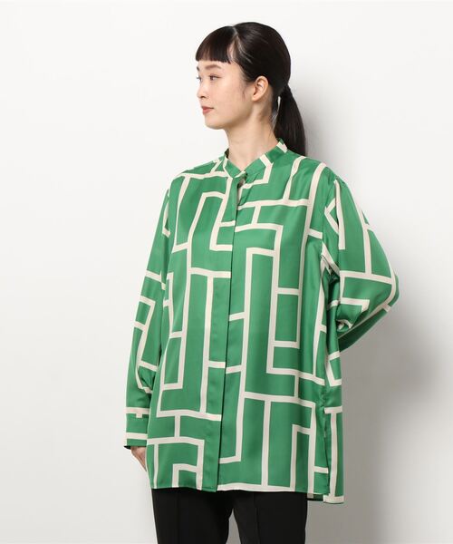 journal standard L'essage（ジャーナルスタンダードレサージュ）の「ジオメトリックプリントシャツ◆（シャツ/ブラウス・レディース・ブルー系その他/グリーン・FREE）」の18枚目の写真