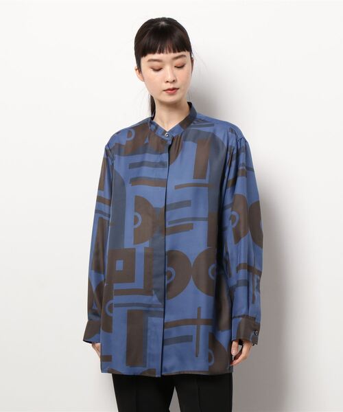 journal standard L'essage（ジャーナルスタンダードレサージュ）の「ジオメトリックプリントシャツ◆（シャツ/ブラウス・レディース・ブルー系その他/グリーン・FREE）」の12枚目の写真