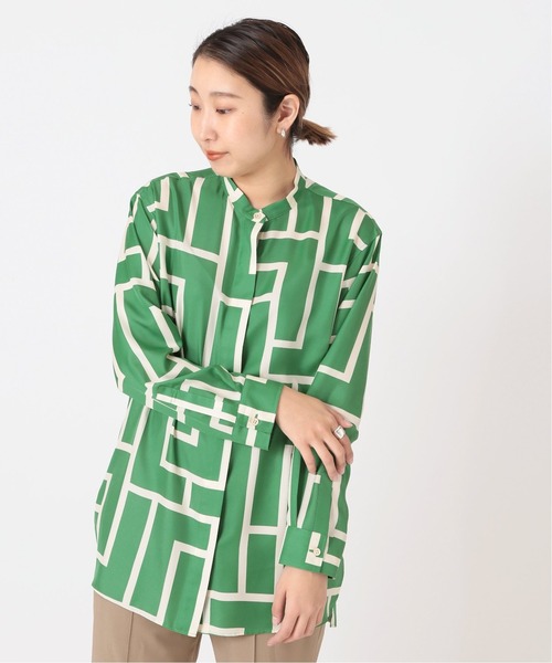 journal standard L'essage（ジャーナルスタンダードレサージュ）の「ジオメトリックプリントシャツ◆（シャツ/ブラウス・レディース・ブルー系その他/グリーン・FREE）」の3枚目の写真