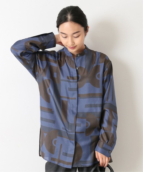 journal standard L'essage（ジャーナルスタンダードレサージュ）の「ジオメトリックプリントシャツ◆（シャツ/ブラウス・レディース・ブルー系その他/グリーン・FREE）」の7枚目の写真