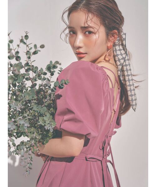 RESEXXY（リゼクシー）の「バッククロスフレアワンピース（ワンピース・レディース・ブラック/ピンク/ブルー/アイボリー・FREE）」の6枚目の写真