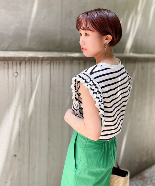 Rie Miller(リエミラー)の「ボーダーフリル袖Tシャツ(Tシャツ/カットソー・レディース・ホワイト系その他4/ホワイト系その他5・38)」の8枚目の写真