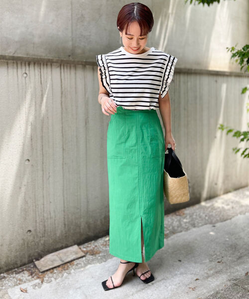 Rie Miller(リエミラー)の「ボーダーフリル袖Tシャツ(Tシャツ/カットソー・レディース・ホワイト系その他4/ホワイト系その他5・38)」の15枚目の写真