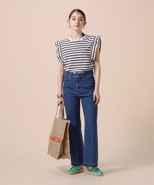 Rie Miller(リエミラー)の「ボーダーフリル袖Tシャツ(Tシャツ/カットソー・レディース・ホワイト系その他4/ホワイト系その他5・38)」の11枚目の写真