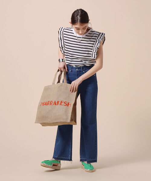 Rie Miller(リエミラー)の「ボーダーフリル袖Tシャツ(Tシャツ/カットソー・レディース・ホワイト系その他4/ホワイト系その他5・38)」の13枚目の写真
