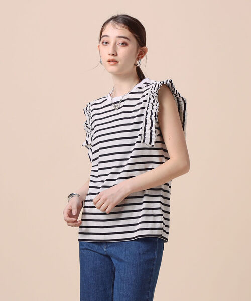 Rie Miller(リエミラー)の「ボーダーフリル袖Tシャツ(Tシャツ/カットソー・レディース・ホワイト系その他4/ホワイト系その他5・38)」の16枚目の写真