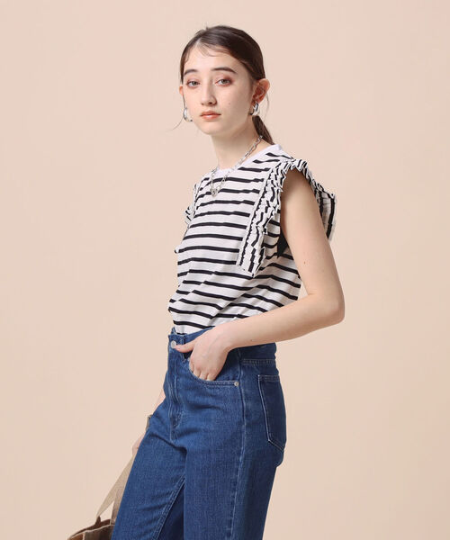 Rie Miller(リエミラー)の「ボーダーフリル袖Tシャツ(Tシャツ/カットソー・レディース・ホワイト系その他4/ホワイト系その他5・38)」の17枚目の写真