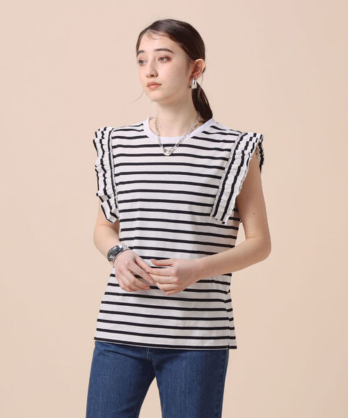 Rie Miller(リエミラー)の「ボーダーフリル袖Tシャツ(Tシャツ/カットソー・レディース・ホワイト系その他4/ホワイト系その他5・38)」の18枚目の写真