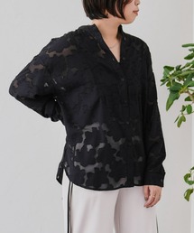 シフォンフラワージャガードシャツ