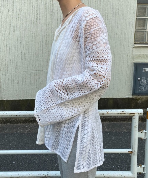 CIAOPANIC（チャオパニック）の「インディアネットレースブラウス（Tシャツ/カットソー・レディース・オレンジ/ブラック/オフホワイト・FREE）」の4枚目の写真