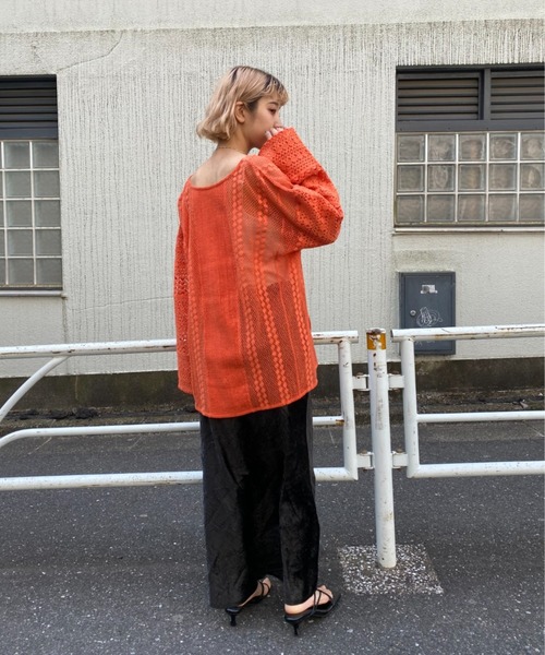 CIAOPANIC（チャオパニック）の「インディアネットレースブラウス（Tシャツ/カットソー・レディース・オレンジ/ブラック/オフホワイト・FREE）」の10枚目の写真
