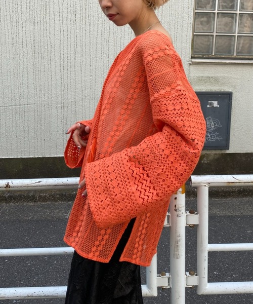 CIAOPANIC（チャオパニック）の「インディアネットレースブラウス（Tシャツ/カットソー・レディース・オレンジ/ブラック/オフホワイト・FREE）」の7枚目の写真