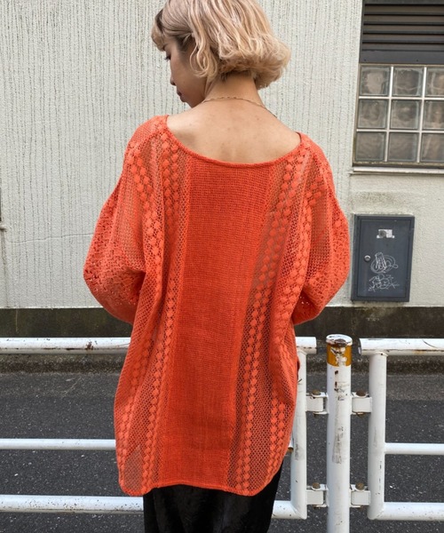 CIAOPANIC（チャオパニック）の「インディアネットレースブラウス（Tシャツ/カットソー・レディース・オレンジ/ブラック/オフホワイト・FREE）」の8枚目の写真