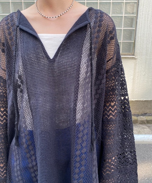 CIAOPANIC（チャオパニック）の「インディアネットレースブラウス（Tシャツ/カットソー・レディース・オレンジ/ブラック/オフホワイト・FREE）」の12枚目の写真