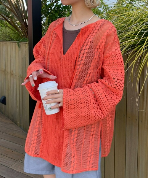 CIAOPANIC（チャオパニック）の「インディアネットレースブラウス（Tシャツ/カットソー・レディース・オレンジ/ブラック/オフホワイト・FREE）」の20枚目の写真