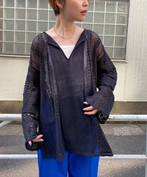 CIAOPANIC（チャオパニック）の「インディアネットレースブラウス（Tシャツ/カットソー・レディース・オレンジ/ブラック/オフホワイト・FREE）」の21枚目の写真