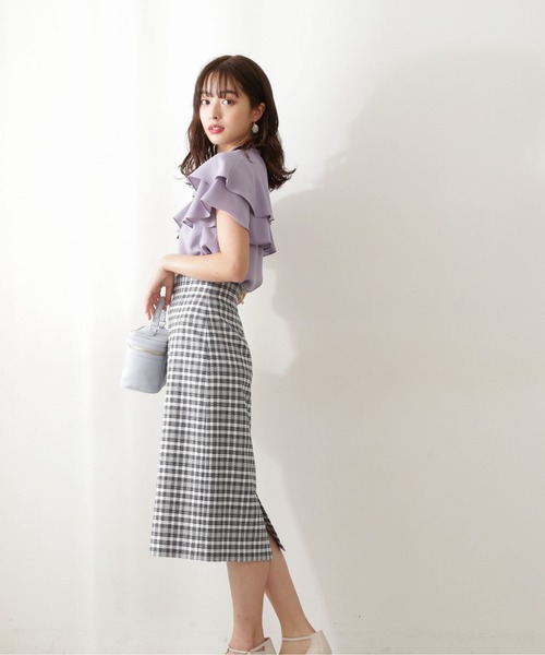 PROPORTION BODY DRESSING（プロポーションボディドレッシング）の「サマーチェックタイトスカート / 1212120409（スカート・レディース・ネイビー/ブラック・SMALL/X-SMALL/MEDIUM）」の5枚目の写真