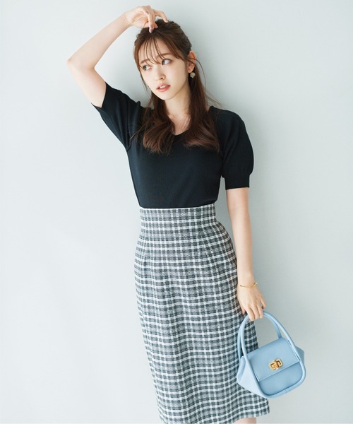 PROPORTION BODY DRESSING（プロポーションボディドレッシング）の「サマーチェックタイトスカート / 1212120409（スカート・レディース・ネイビー/ブラック・SMALL/X-SMALL/MEDIUM）」の18枚目の写真