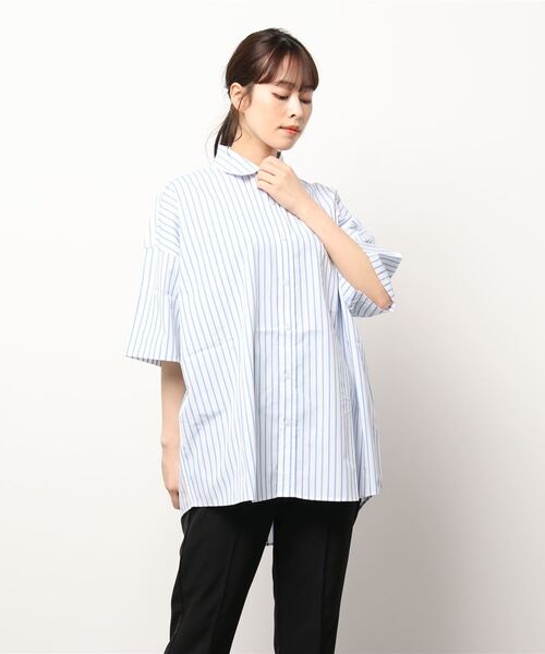 THISIS(ディスイズ)の「ビッグシルエット レギュラーカラー シャツ レディース(シャツ/ブラウス・レディース・ラベンダー/グレイッシュベージュ/ホワイト/イエロー/ホワイト系その他/ブルー系その他/サックスブルー/グリーン/ブラック/グリーン系その他/ブラック系その他・LARGE/X-LARGE/MEDIUM)」の16枚目の写真