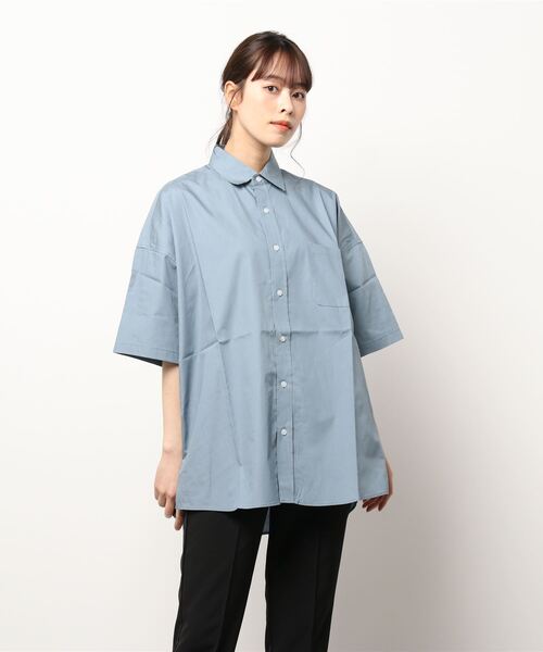 THISIS(ディスイズ)の「ビッグシルエット レギュラーカラー シャツ レディース(シャツ/ブラウス・レディース・ラベンダー/グレイッシュベージュ/ホワイト/イエロー/ホワイト系その他/ブルー系その他/サックスブルー/グリーン/ブラック/グリーン系その他/ブラック系その他・LARGE/X-LARGE/MEDIUM)」の22枚目の写真