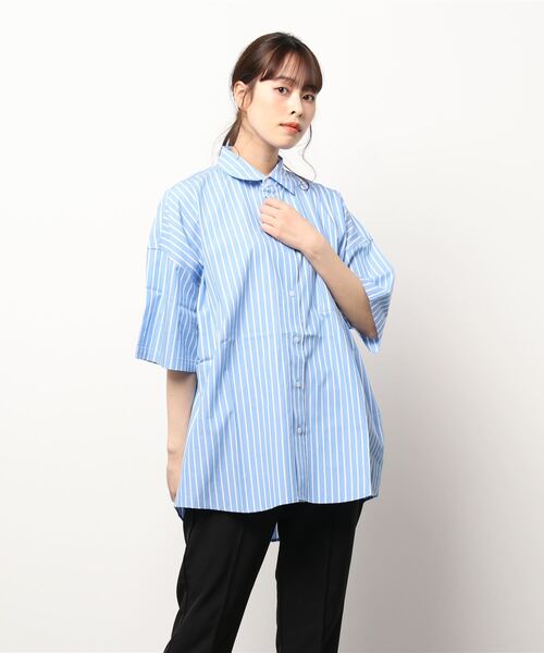 THISIS(ディスイズ)の「ビッグシルエット レギュラーカラー シャツ レディース(シャツ/ブラウス・レディース・ラベンダー/グレイッシュベージュ/ホワイト/イエロー/ホワイト系その他/ブルー系その他/サックスブルー/グリーン/ブラック/グリーン系その他/ブラック系その他・LARGE/X-LARGE/MEDIUM)」の19枚目の写真