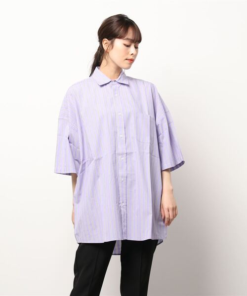 THISIS(ディスイズ)の「ビッグシルエット レギュラーカラー シャツ レディース(シャツ/ブラウス・レディース・ラベンダー/グレイッシュベージュ/ホワイト/イエロー/ホワイト系その他/ブルー系その他/サックスブルー/グリーン/ブラック/グリーン系その他/ブラック系その他・LARGE/X-LARGE/MEDIUM)」の17枚目の写真
