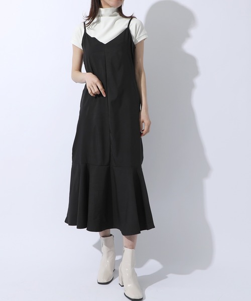 MAISON BREEZE（メゾンブリーズ）の「【MAISON BREEZE】レイヤードコーデで１年中使える♪マーメイドスカートキャミワンピース KNF（ワンピース・レディース・ブラック/ピンク/グリーン/ブルー・FREE）」の8枚目の写真