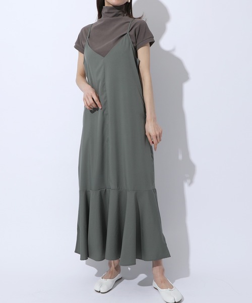 MAISON BREEZE（メゾンブリーズ）の「【MAISON BREEZE】レイヤードコーデで１年中使える♪マーメイドスカートキャミワンピース KNF（ワンピース・レディース・ブラック/ピンク/グリーン/ブルー・FREE）」の9枚目の写真