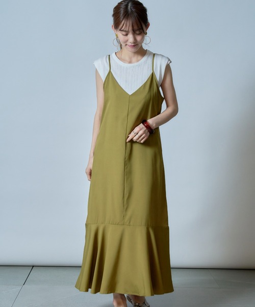 MAISON BREEZE（メゾンブリーズ）の「【MAISON BREEZE】レイヤードコーデで１年中使える♪マーメイドスカートキャミワンピース KNF（ワンピース・レディース・ブラック/ピンク/グリーン/ブルー・FREE）」の21枚目の写真