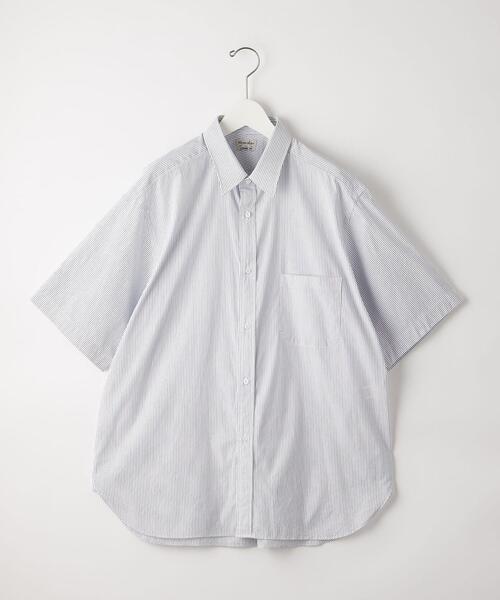 Steven Alan（スティーブンアラン）の「＜Steven Alan＞ 100/2 STRIPE A/DRESS REGULAR COLLAR SHORT SLEEVE SHIRT-LOOSE/シャツ（シャツ/ブラウス・メンズ・ホワイト/ネイビー・S/M/L/XL）」の5枚目の写真