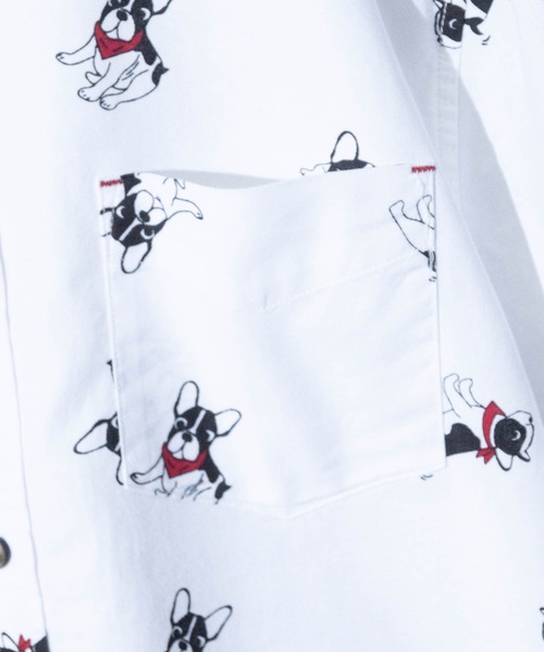 Candy Fantasy(キャンディーファンタジー)の「【a】オックス フレンチブル/ネコ柄半袖レギュラーシャツ(シャツ/ブラウス・メンズ・ホワイト/サックスブルー/ライトグリーン/ホワイト系その他・MEDIUM/LARGE)」の6枚目の写真