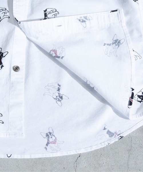 Candy Fantasy(キャンディーファンタジー)の「【a】オックス フレンチブル/ネコ柄半袖レギュラーシャツ(シャツ/ブラウス・メンズ・ホワイト/サックスブルー/ライトグリーン/ホワイト系その他・MEDIUM/LARGE)」の9枚目の写真