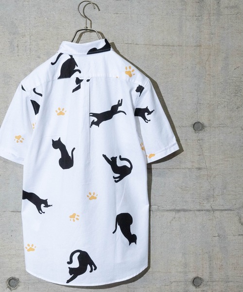 Candy Fantasy(キャンディーファンタジー)の「【a】オックス フレンチブル/ネコ柄半袖レギュラーシャツ(シャツ/ブラウス・メンズ・ホワイト/サックスブルー/ライトグリーン/ホワイト系その他・MEDIUM/LARGE)」の13枚目の写真