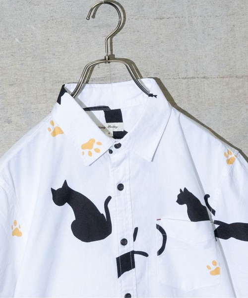 Candy Fantasy(キャンディーファンタジー)の「【a】オックス フレンチブル/ネコ柄半袖レギュラーシャツ(シャツ/ブラウス・メンズ・ホワイト/サックスブルー/ライトグリーン/ホワイト系その他・MEDIUM/LARGE)」の11枚目の写真
