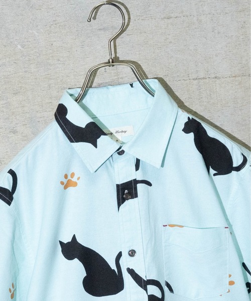 Candy Fantasy(キャンディーファンタジー)の「【a】オックス フレンチブル/ネコ柄半袖レギュラーシャツ(シャツ/ブラウス・メンズ・ホワイト/サックスブルー/ライトグリーン/ホワイト系その他・MEDIUM/LARGE)」の17枚目の写真