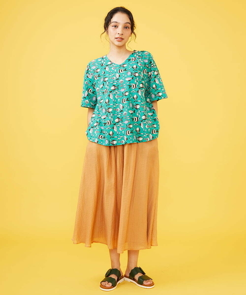 Jocomomola(ホコモモラ)の「Pescad ソーナノプリントカットソー(Tシャツ/カットソー・レディース・ネイビー/グリーン・40)」の9枚目の写真