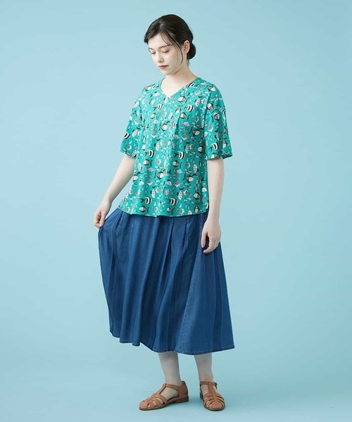 Jocomomola(ホコモモラ)の「Pescad ソーナノプリントカットソー(Tシャツ/カットソー・レディース・ネイビー/グリーン・40)」の10枚目の写真