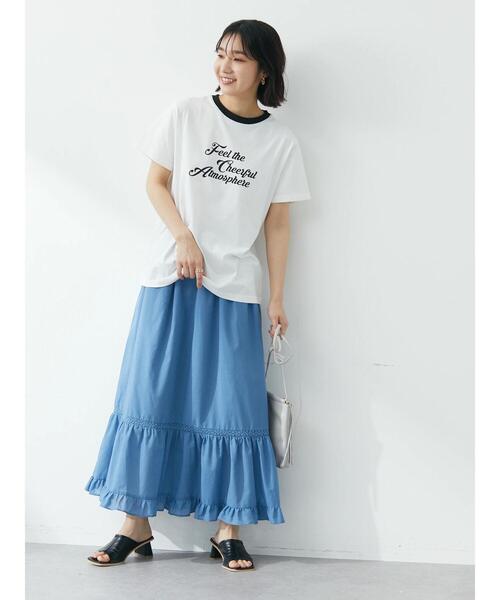 Green　Parks（グリーンパークス）の「コットンレースティアードスカート（スカート・レディース・オレンジ/ブルー/アイボリー・FREE）」の8枚目の写真