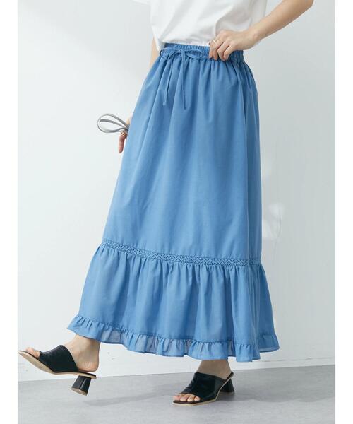 Green　Parks（グリーンパークス）の「コットンレースティアードスカート（スカート・レディース・オレンジ/ブルー/アイボリー・FREE）」の11枚目の写真