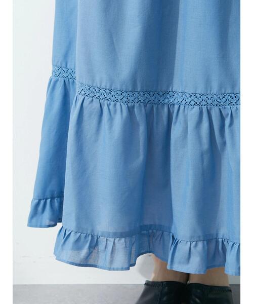 Green　Parks（グリーンパークス）の「コットンレースティアードスカート（スカート・レディース・オレンジ/ブルー/アイボリー・FREE）」の15枚目の写真